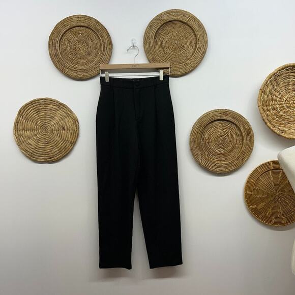 Zara Neutral Minimalist Black Trousers Dress Pants XS - Picture 1 of 6